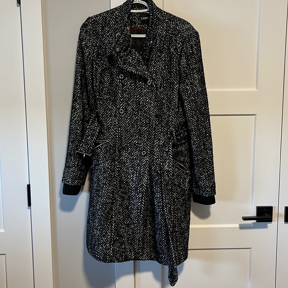Black tweed wool coat